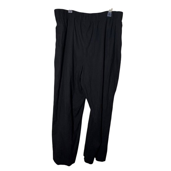Lane Bryant Plus Size 22 Linen Blend Wide Leg Pants Black Pull On Elastic Waist - Picture 4 of 12